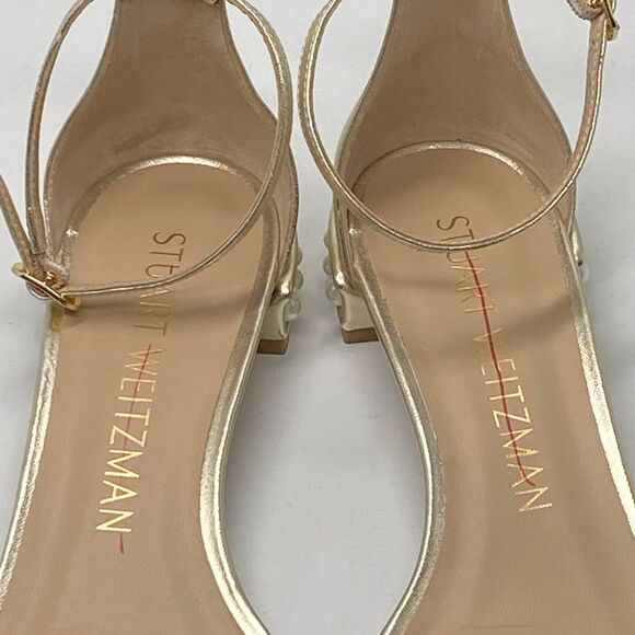 Stuart Weitzman Metallic Leather Embellished Sandals size 9 - Picture 8 of 11
